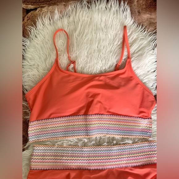 NWT SHEIN Peach Orange High Waist Bikini Bathing Suit L - Picture 3 of 7